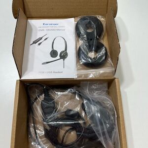 Binaural Black USB Headset (noise canceling microphone) for Office, Call Centers